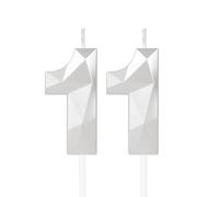 Blanc bougies d'anniversaire en forme de chiffre 11, 3D bougies Blanc décoration de gâteau,décoration de gâteau pour fête d'anniversaire, mariage,bougie d'anniversaire pour gâteau