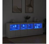 Blanc Buffet avec lumières LED - Vitrine bahut - armoire console buffet de rangement blanc 202 x 37 x 67cm 4534652