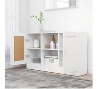 Blanc Buffet de rangement - SOLOMOON - Commode salon - Blanc 120x30,5x70 cm - Bois d'ingénierie FR4805