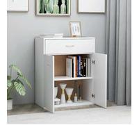 Blanc Buffet de rangement - SOLOMOON - Commode salon - blanc 60x30x75 cm - bois d'ingénierie FR4784