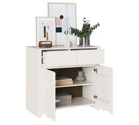 Blanc Buffet de rangement - SOLOMOON - Commode salon - Drammen Blanc 79x43x75,5 cm - Bois de pin massif FR4762