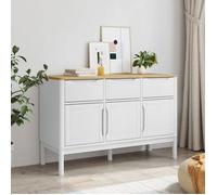 Blanc Buffet de rangement - SOLOMOON - Commode salon - FLORO blanc 114x43x74 cm - bois massif de pin FR4646