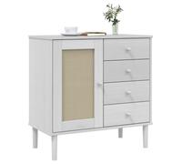 Blanc Buffet de rangement - SOLOMOON - Commode salon - SENJA aspect rotin blanc 80x40x80 cm - bois massif de pin FR4623