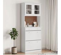 Blanc Buffet de rangement - Vitrine bahut - armoire console Pour cuisine, ALTA blanc 77 x 35 x 188cm - Bois massif de pin 6043844