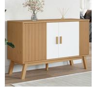 Blanc Buffet de rangement - Vitrine bahut - armoire console Pour cuisine, OLDEN blanc et marron 114 x 43 x 73,5cm - Bois massif de