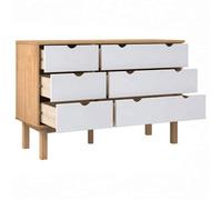 Blanc Buffet salon Commode OTTA avec stockage marron et blanc 111x43x73 5 cm bois de pin massif N670