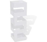 Blanc Carré Porte-parapluie Stockage pour cannes bâtons Acier 48,5 cm