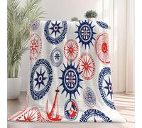 Blanc Cassé Couverture Flanelle Polaire Super Douce - Éléments De Navigation Cordages Gouvernail Imprimé Respirant Lavable en Machine Couverture pour Lit Canapé Voyage Adulte Enfant, 180 x 200 cm