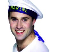Blanc Chapeau Marin Cadet Bleu Rubans Capitaine Officier Déguisement