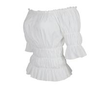 Blanc Chemisiers et Blouses Femme Chic et élégant Tunique Vêtements Sexy Epaule Dénudée Manches Courtes été Renaissance Pirate XS