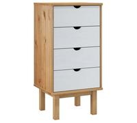 Blanc Commode salon/BUFEET - CLARENCE - Avec rangement - OTTA marron et blanc 45x39x90 cm - bois de pin massif LV731