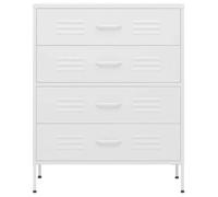 Blanc Commode salon/BUFEET - JILL'S - Avec rangement - Blanc 80x35x101 5 cm - Acier LV721
