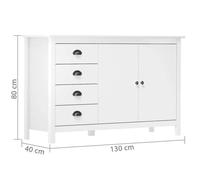 Blanc Commode Salon, CHIC Buffet bas/Cabinet, 1 PC, Hill Blanc 130x40x80 cm Bois de pin solide N12252