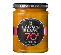 BLANC - Confiture pêche allégée en sucres LEONCE | Savoureuse et onctueuse | Pour vos petits-déjeuners gourmand | le pot de 320g | LOT DE 3