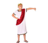 Blanc Costume Romain Pour Enfant Caped (Taille 7-9a) Multicolore