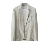 Blanc Coton Lin Costume Manteau Hommes Printemps Été Couleur Pure Mince Décontracté Affaires Mince Blazer Veste