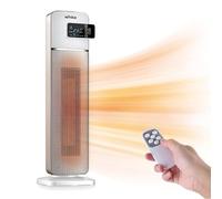 Blanc - Cuisinière électrique en céramique PTC, radiateur soufflant 2000W avec télécommande, chauffage électrique 3 niveaux, minuterie, oscillation automatique, écran LED tactile