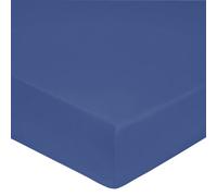 Blanc des Vosges Uni Percale Drap housse Coton Bleu Royal 160 x 200 cm Bonnet de 30 cm