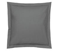 Blanc des Vosges Uni Percale Taie Coton Acier 65 x 65 cm