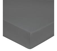 Blanc des Vosges Uni Satin Drap housse Coton Ardoise 160 x 200 cm bonnet de 30 cm