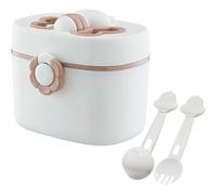 Blanc - Distributeur De Lait Pour Bébé, Distributeur À Touche Unique De 410 Ml, Pot De Lait Pour Bébé Avec Couvercle À Anneau En Silicone, Levier De Mise À Niveau Et Cuillère.