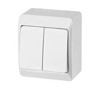 Blanc double plexo 69539: double bouton poussoir de monter en saillie pour pièce humide iP44 avec interrupteur