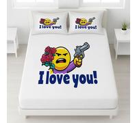 Blanc Drap Housse, 180 x 200 x 30 cm,Polyester Microfibre Coins Élastiqués Feuille pour Matelas Épais jusqu'à 30 cm (12"), Abstrait Rose Amour Alphabets Drap Housse