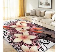 Blanc Élégant Floral Tapis Salon, 50x80 cm Doux Antidérapant Tapis | Lavable en Machine, Hawaiien Côtier Entrelacs Tapis à Poils Courts pour Cuisine, Bureau, Chambre d'enfant, Salle à Manger