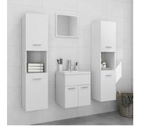 Blanc Ensemble de meubles de salle de bain, SARAZYJ, ARMOIRE WC MODERNE, Blanc Aggloméré E1977