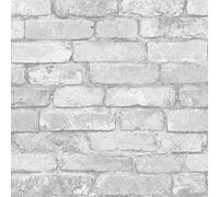 Blanc et Argent Brique Rustique Effet Papier Peint - Windsor revêtements muraux FD41488