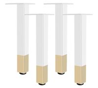 Blanc Et Doré, Pied de Table Metal 4 Pièces Pied Table Basse Pieds de Meuble Reglable Pieds Meuble Salle de Bain Aluminum Alloy | Anodisé Pattes Chaise Hauteur: 6-40cm Casier Bricolage-25cm/9.8"