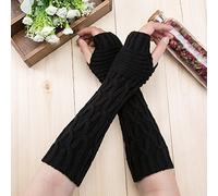 Blanc Femme Dentelle Sans Doigt Femme Cuir Mitaine Bras long poignet tricoté mode chaude hiver femmes mitaines sans doigts Blanc Femme Dentelle Sans Doigt Femme Cuir Mitaine (Black, One Size)
