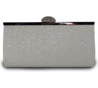 Blanc Femme embrayage scintillant élégant sac de soirée brillant sac à main enveloppé sac à main en strass avant-bras avec chaîne pour le mariage Wedding Prom Party, 23cm x 12cm x 4cm