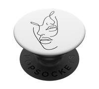 Blanc Femmes Visages Lignes Dessins Art Moderne Hipster PopSockets PopGrip Adhésif