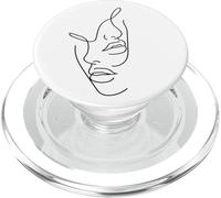 Blanc Femmes Visages Lignes Dessins Art Moderne Hipster PopSockets PopGrip pour MagSafe