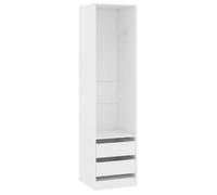 Blanc Garde-robe, CLARENCE, Armoire penderie, Pour chambre, avec tiroirs Blanc 50x50x200 cm, Bois d'ingénierie LV1548