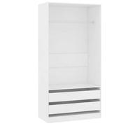 Blanc Garde-robe, CLARENCE, Armoire penderie, Pour chambre, Blanc 100x50x200 cm, Bois d'ingénierie LV1543