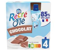 BLANC - Goûters Laitiers Récré O'lé Chocolat MONT | Onctueux et savoureux | Idéal pour les pauses gourmandes | les 4 gourdes de 85 g | LOT DE 4