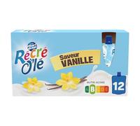 BLANC - Goûters Laitiers Récré O'lé Vanille MONT | Onctueux et savoureux | Idéal pour les pauses gourmandes | les 12 gourdes de 85 g | LOT DE 3