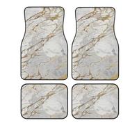 Blanc Gris Argent Nacré Or Brosse Marbre,Lot de 4 Tapis de Sol pour Voiture, Tapis de Sol antidérapants pour véhicule
