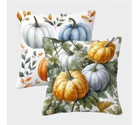 Blanc Housse Coussin 30x30 Lot de 2, Citrouille Taie Oreiller 30x30, Lin Housse de Coussin avec Fermeture Éclair Invisible, Carré Taie d'oreiller pour Extérieur Jardin Salon Décor Maison Cadeau 0-9509