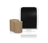 Blanc HYGIENIC Autocut, Blanc Cosmos 2 rouleaux de papier essuie-mains Eco Natural - Set de produits couleur noir/blanc