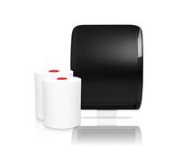 Blanc HYGIENIC Lot de 2 distributeurs de rouleaux d'essuie-mains Autocut, Blanc Cosmos 2 rouleaux de serviettes Classico - Kit de produit de couleur noire
