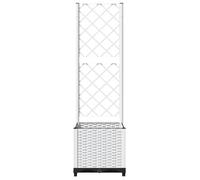 Blanc Jardinière avec treillis Blanc 40x40x136 cm PP - Résistant aux intempéries - Durable 4.47 kg &Neuf63040