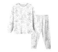 Blanc Kit Coloriage Enfant Ensemble Peints à La Main pour Enfants 2 pièces Pyjama Costume Haut à Manches Longues Et Pantalon à Colorier pour Garçon Et Fille Peut Jouer avec Vêtements Noir 6 Ans 12 Ans