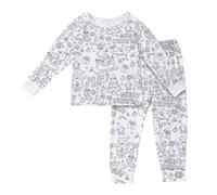 Blanc Kit Coloriage Enfant Ensemble Peints à La Main pour Enfants 2 pièces Pyjama Costume Haut à Manches Longues Et Pantalon à Colorier pour Garçon Et Fille Peut Jouer avec Vêtements Noir 6 Ans 12 Ans