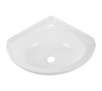 Blanc Lavabo D’angle Triangulaire Mural en Plastique | Cuve Compacte avec Orifice pour Robinet Unique, Installation Suspendue, Espace Réduit ou Cabinet D’appoint