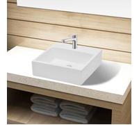 (Blanc)Lavabos - Magnifique Lavabo carré à trou pour robinet Céramique Blanc 43787