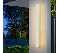 Blanc Lumiere Mur Exterieur Applique Murale LED Interieur Longue Lineaire Chambre Blanc Chaud Up and Down Miroir Lampe Mur IP65 Luminaire Mural Eclairage Escalier Couloir Salon Jardin Terrasse,120cm