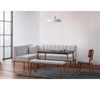 Blanc-marron Salle à manger Ensemble élégant table en bois Coussin Banc d'angle Nouveau